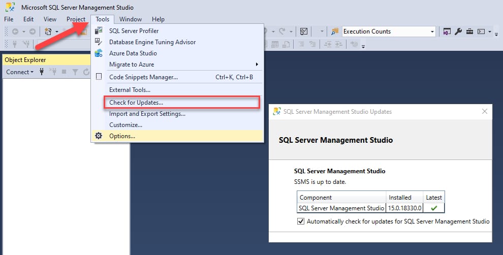 How to check for updates in SQL Server Management Studio (SSMS)? | Red9