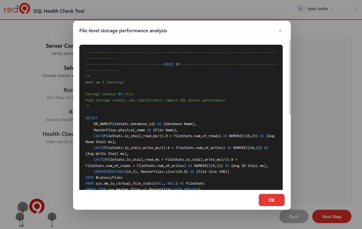 Review the T-SQL of any check before it runs
